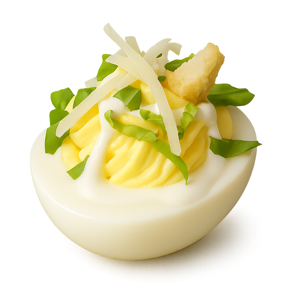 Chicken Caesar Deviled Eggs