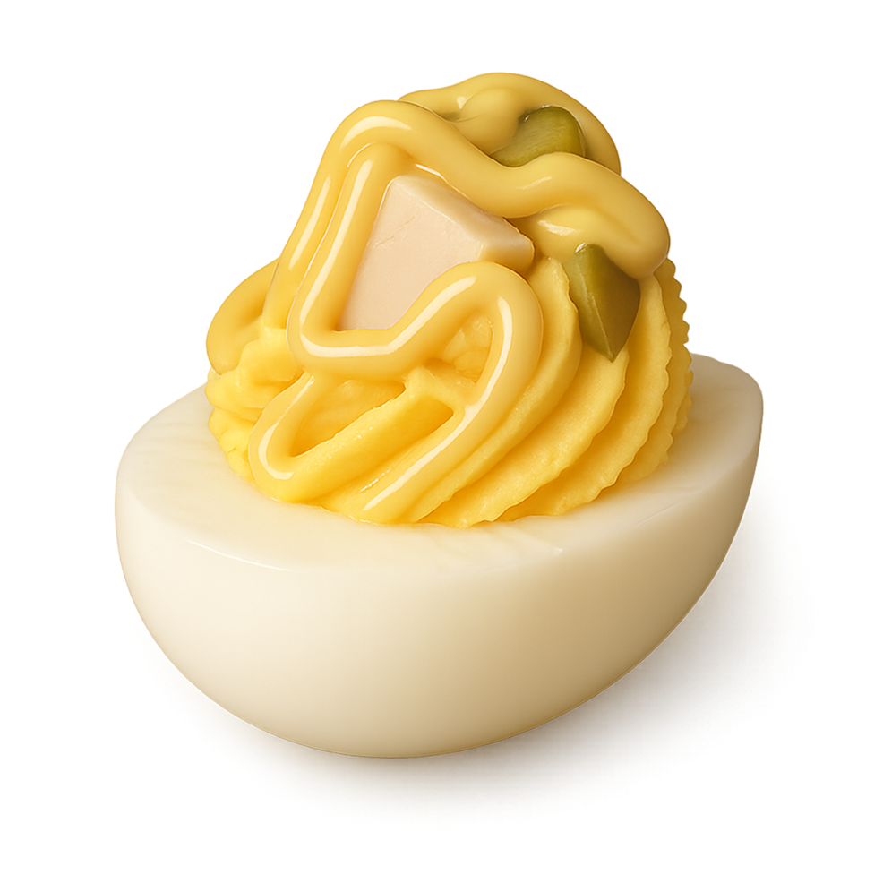 Chicken & A Pickle Deviled Eggs