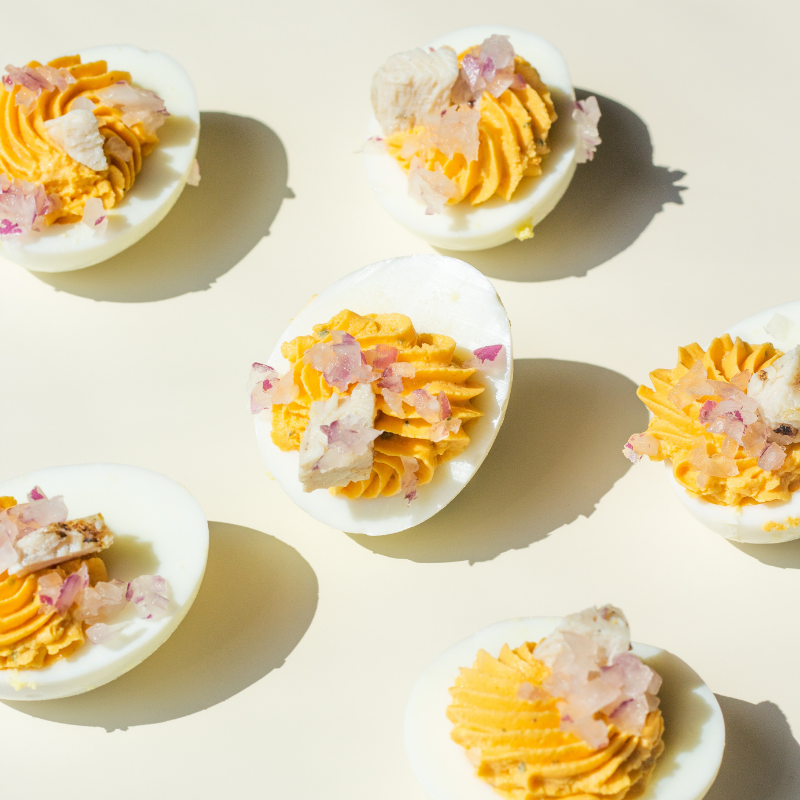 Buffalo Chicken Ranch Deviled Eggs